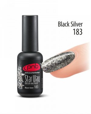Гель-лак PNB Star Way, Black Silver 183, 8 мл