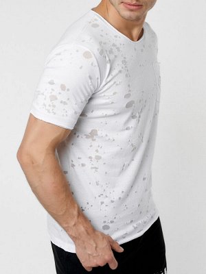 Мужская футболка с надписью  белого цвета 221485Bl