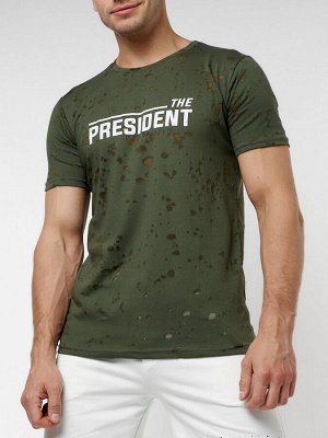 Мужская футболка с надпесью хаки цвета 221038Kh