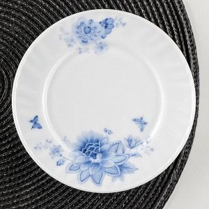 Тарелка пирожковая Доляна «Синий бриз», d=15 см, цвет белый
