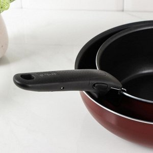 Набор посуды Ingenio Red, 3 предмета: ковш d=20 см, сковорода WOK d=26 см, съёмная ручка