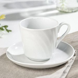 Чайная пара «Голубка»: чашка 220 мл, блюдце d=14 см, цвет белый