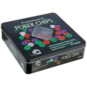 Набор для покера в металлической коробке, 100 фишек