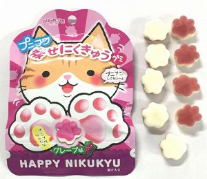 SENJAKU Жев. мармелад "HAPPY NIKUKYU" ("Счастливые лапки"/кошки), виноград 30g