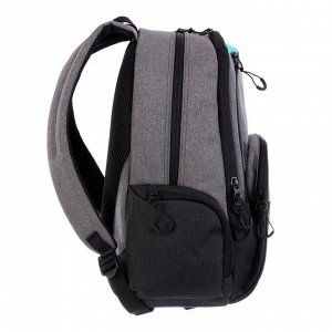 Рюкзак молодёжный с эргономичной спинкой Grizzly, 42 х 30 х 22, чёрный/бирюзовый