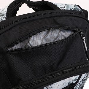 Рюкзак молодёжный, Merlin, 45 x 30 x 14 см, эргономичная спинка, чёрный/серый/белый