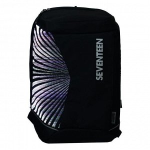 Рюкзак молодёжный Seventeen, 36 х 26 х 18 см, отделение для ноутбука, оптиковолокновые нити, чёрный