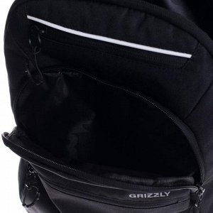 Рюкзак молодежный, Grizzly RU-131, 43x31x20 см, эргономичная спинка, отделение для ноутбука, чёрный
