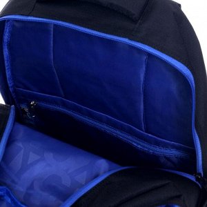 Рюкзак молодежный, Grizzly RU-802, 48x31x24 см, эргономичная спинка, отделение для ноутбука, чёрный/синий