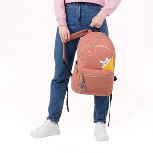 Рюкзак молодёжный, 2 отдела на молниях, 2 наружных кармана, 2 боковых кармана, цвет пудра