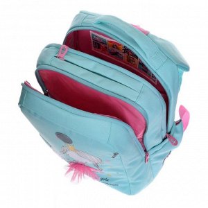 Рюкзак школьный, Grizzly RG-166, 39x26x17 см, эргономичная спинка, отделение для ноутбука, «Девочка»