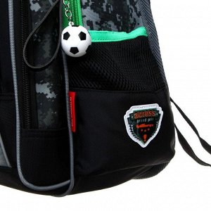 Рюкзак школьный, Across, DH1, 39 х 29 х 17 см, эргономичная спинка, чёрный/зелёный