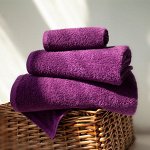 Набор из 3 полотенец однотон без бордюра  (Venera) (30х50 см + 50х80 см + 70х130 см) 360 г/м2, (1241 фиолетовый)
