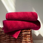 Набор из 2 полотенец однотон без бордюра  (Venera) 360 г/м2, 50х80 см + 70х130 см (1094 бордовый)