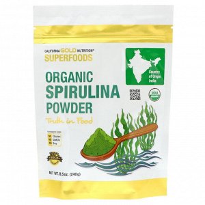 California Gold Nutrition, Superfoods, органический порошок спирулины, 240 г (8,5 унции)