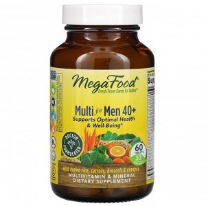 MegaFood, Multi for Men 40+, комплекс витаминов и микроэлементов для мужчин старше 40 лет, 60 таблеток