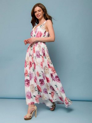 1001 Dress Платье белого цвета с цветочным принтом на бретелях