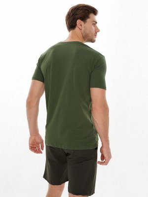 Мужские футболки с принтом цвета хаки 22013Kh