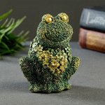 Фигура &quot;Лягушка из цветов&quot; зеленая с позолотой, 12х9х8см.