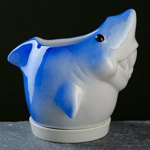 Кашпо "Акула" синее 11,5*8,5*9см