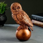 Фигура &quot;Сова на шаре&quot; состаренная медь 19х9х8см