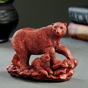 Статуэтка "Медведица с медвежонком" состаренная медь, 13х9х7 см