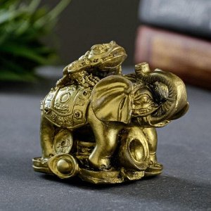 Фигура "Слон на деньгах" состаренное золото, 10х8,5х6см