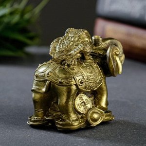 Фигура "Слон  на деньгах" состаренное золото, 10х8,5х6см