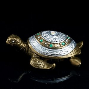 Статуэтка "Черепаха", бронзовый, камни, 26 см