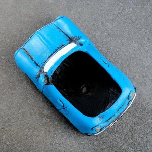 Горшок "Машинка" голубое, 13,5*8*7см