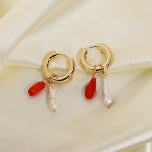 Серьги 'Pearls and coral'