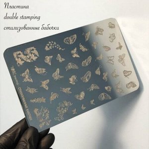 Пластина для стемпинга Стилизованные бабочки Double Stamping