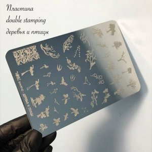 Пластина для стемпинга Деревья и птицы Double Stamping