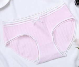 Женские трусы ,принт "Белые полосы с прозрачными вставками",цвет розовый