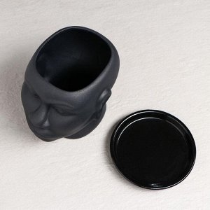 Кашпо "Голова африканки", муар, чёрное, керамика, 1.4 л