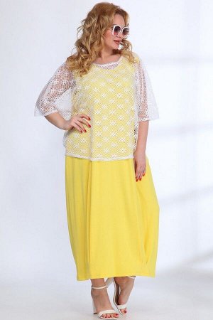 Блуза, Платье / Angelina & Сompany 530 желтый-белый