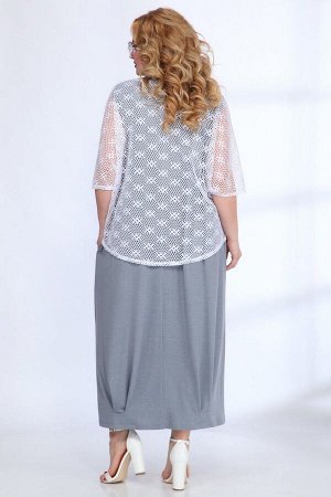 Блуза, Платье / Angelina & Сompany 530 серый-белый