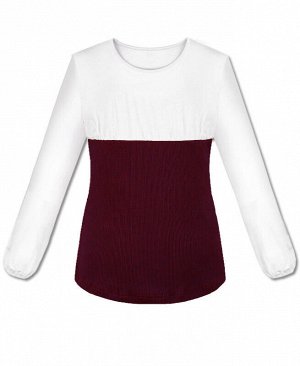 Джемпер(блузка) для девочки с бордовой отделкой Цвет: бордовый