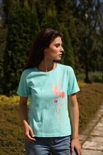 Футболка с принтом. Цвет нежно мятная
