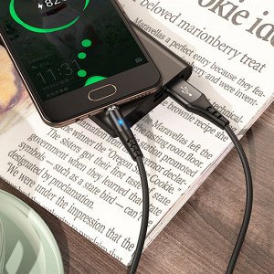 Зарядный Кабель USB HOCO X60 Honorific, USB - MicroUSB, 2А, 1 м, черный, с магнитным выходом