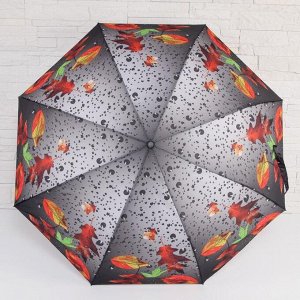 Зонт полуавтоматический «Роса», ветроустойчивый, прорезиненная ручка, 3 сложения, 8 спиц, R = 49 см, цвет МИКС