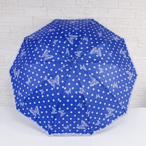 Зонт механический «Бабочки и горошек», ветроустойчивый, 4 сложения, 10 спиц, R = 60 см, цвет МИКС