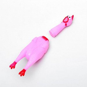 Игрушка пищащая "Задумчивая курица" для собак, 28 см, розовая