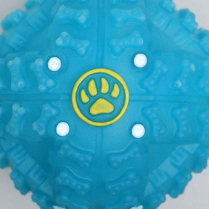 Квакающий мяч для собак, жёсткий, 7,5 см, голубой