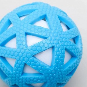 Мячик сетчатый, 7 см, со светом, голубой/белый
