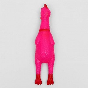 Игрушка пищащая "Задумчивая курица" малая для собак, 16,5 см, ярко-розовая