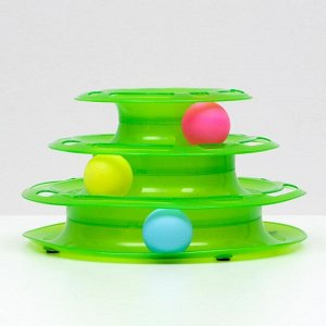 Игровой комплекс "Пижон" для кошек с 3 шариками, 24,5 х 24,5 х 13 см, зелёный
