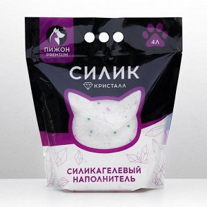 Наполнитель силикагелевый &quot;Пижон Premium Crystal&quot;, колотый, 4 л