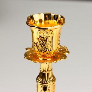 Подсвечник металл на 1 свечу "Виноградная лоза" золото 18,5х6х6 см