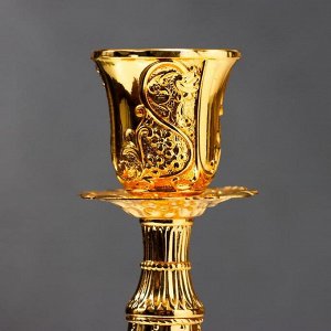 Подсвечник металл на 1 свечу "Виноградная лоза" золото 18,5х6х6 см